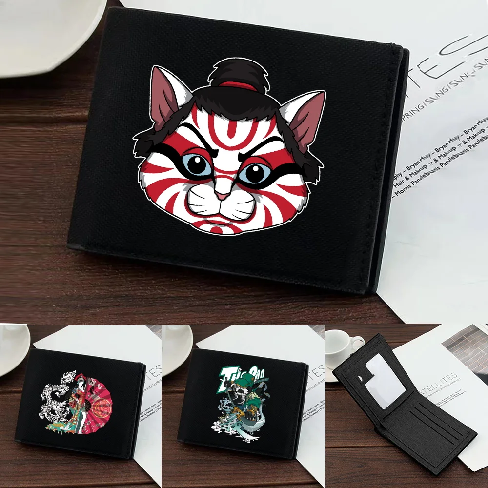 

Short Wallet Women Card Clips Purses Coin Pocket Black Pocketbook Credit Case Bag Bank Card Storage Samurai Printing Series
