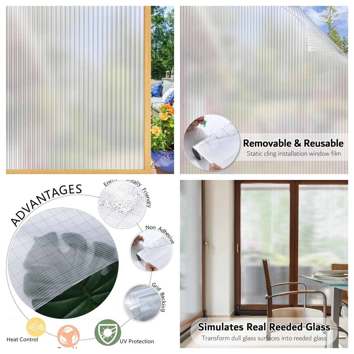 Breite 75/90 cm Mattierte Fenster-Sichtschutzfolie, Nicht-Klebende Fensterglasfolien, Wärmekontrollierende Statisch Haftende Abnehmbare Fensteraufkleber – Detail 12