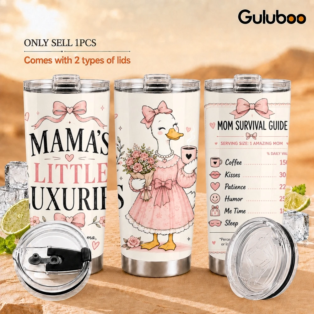 Funny Mama Goose Vacuum Flasks 20oz Long Lasting Hot Cold Drinks Container Leakproof Stainless Steel Cup&Straw&Travel Gift