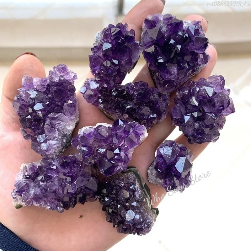 Natural Raw Purple Brazilian Amethyst Quartz Crystal Cluster Druzy Geode Healing Stones Specimen Home Decoration Crafts Ornament