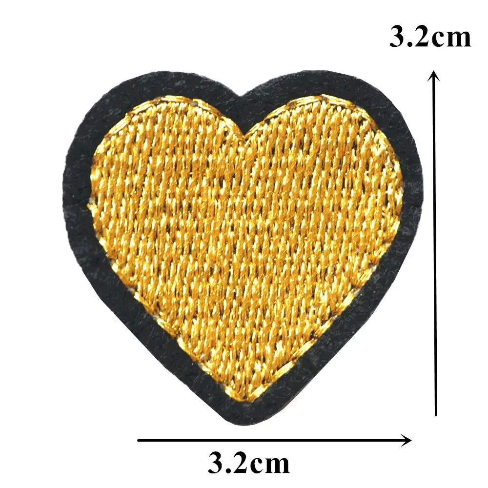 10 pezzi cuori rossi argento oro tessuto ricamo cucire ferro su toppe distintivi per vestiti Appliques fai da te decorazione artigianale Sticker