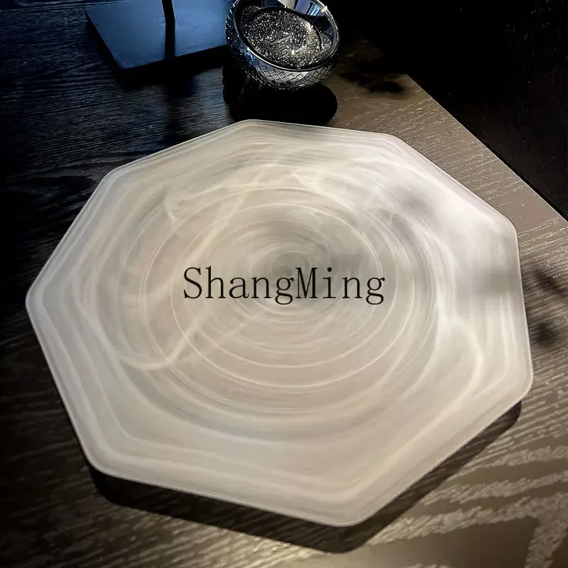 

CL Creative Glass Plate White Cloud Shredded Dried Fruit Plate Western Food Premium Frosted Salad Fruit Breakfast