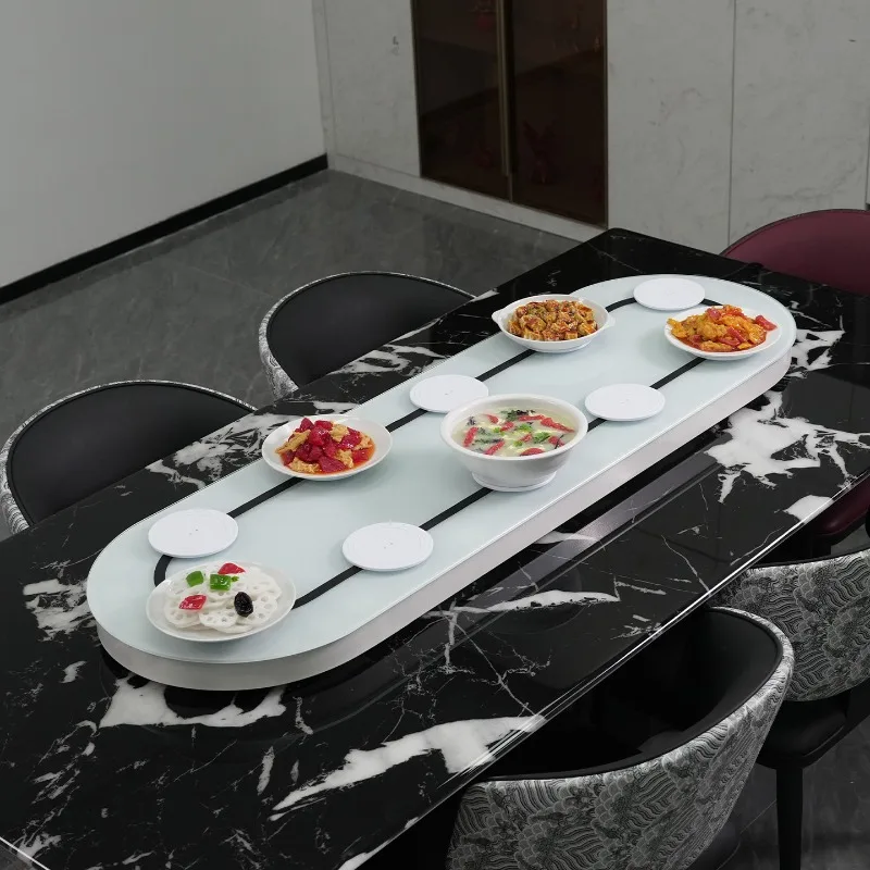 Electric Rotating Tray  Automatic Rotating Plate for Long Dining Tables  Perfect for Large Family Gatherings and Parties