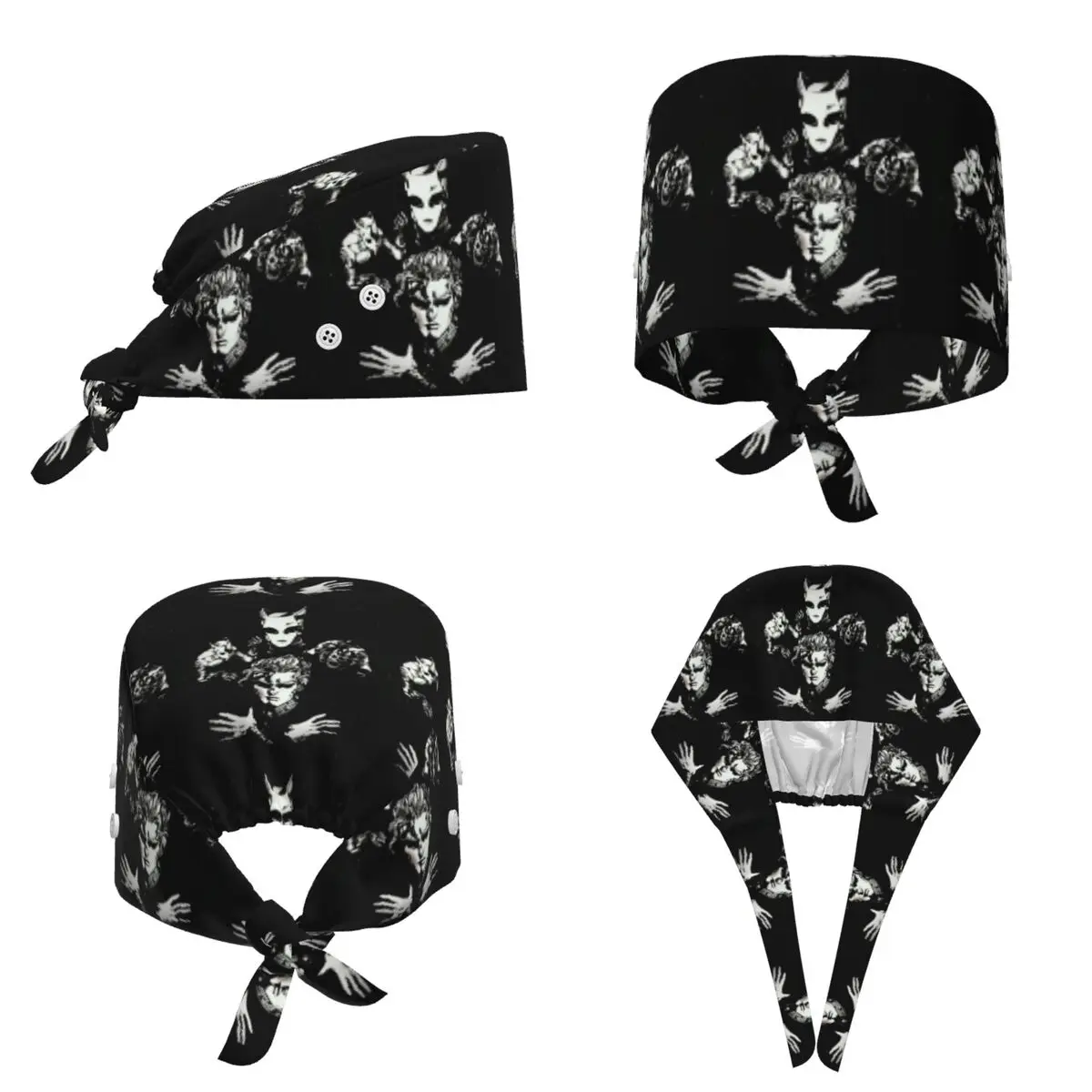 Yoshikage Kira Jojo Bizarre Adventure Scrub Hat Doctor Working Surgical Cap Men Women Adjustable Nursing Caps for Dentist