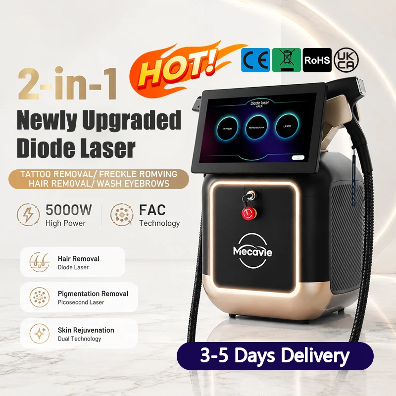 2 In 1 Beauty Machine Hair Reduction Device Skin Rejuvenation Equipment Ice Cooling Touch Screen Professional Salon Use