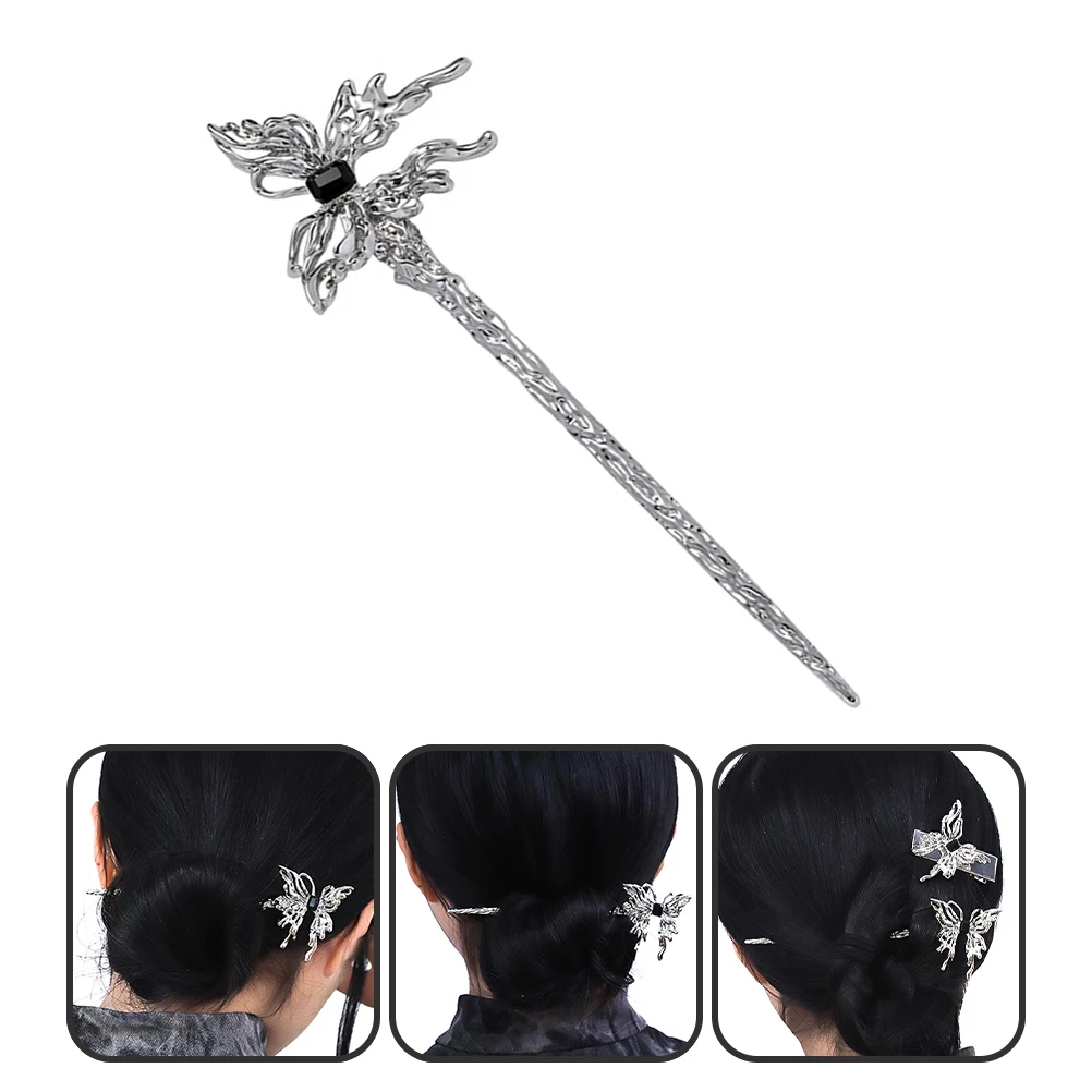 

Exquisite Butterflies Chopstick Chinese Alloy Stick Vintage Hairpin For Women Lightweight Corrosion Resistant Hair Accessories