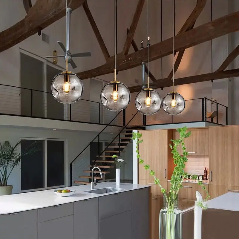 

Nordic minimalist luxury concave convex shaped glass ball bedroom headboard art dining room living room pendant light