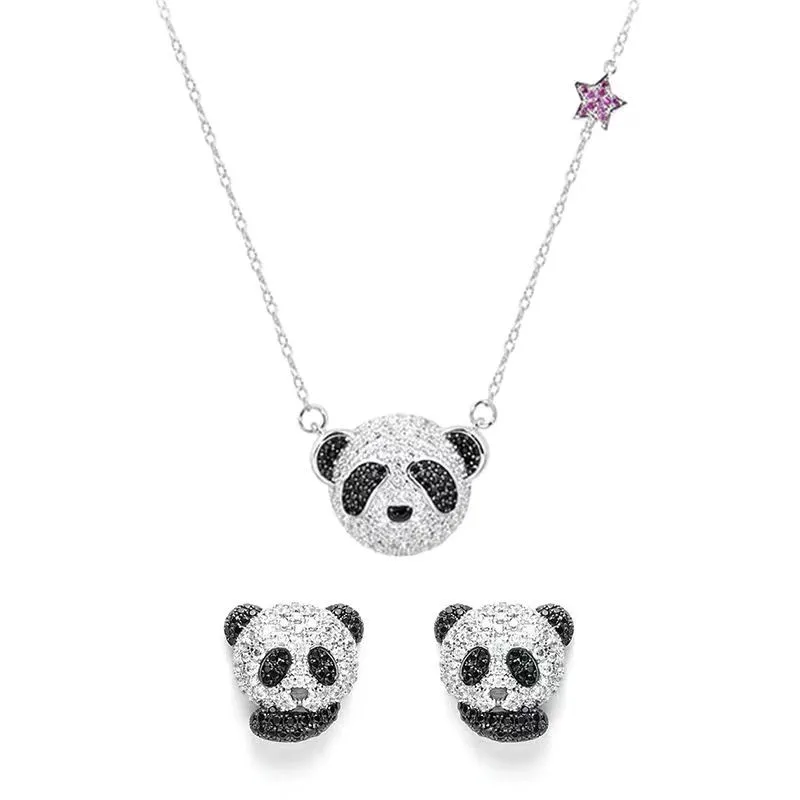 

New Arrival Silver 925 Sterling Chain Women Clavicle Jewelry Shiny Zircon Panda Pendant Necklace For Women Birthday Gift