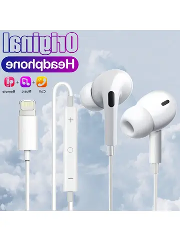 Original Earphones For Apple iPhone 14 Pro Max 13 12 11 Headphones X XS XR 8 7 6 Plus Bluetooth Wired Earbuds Phone Accessories