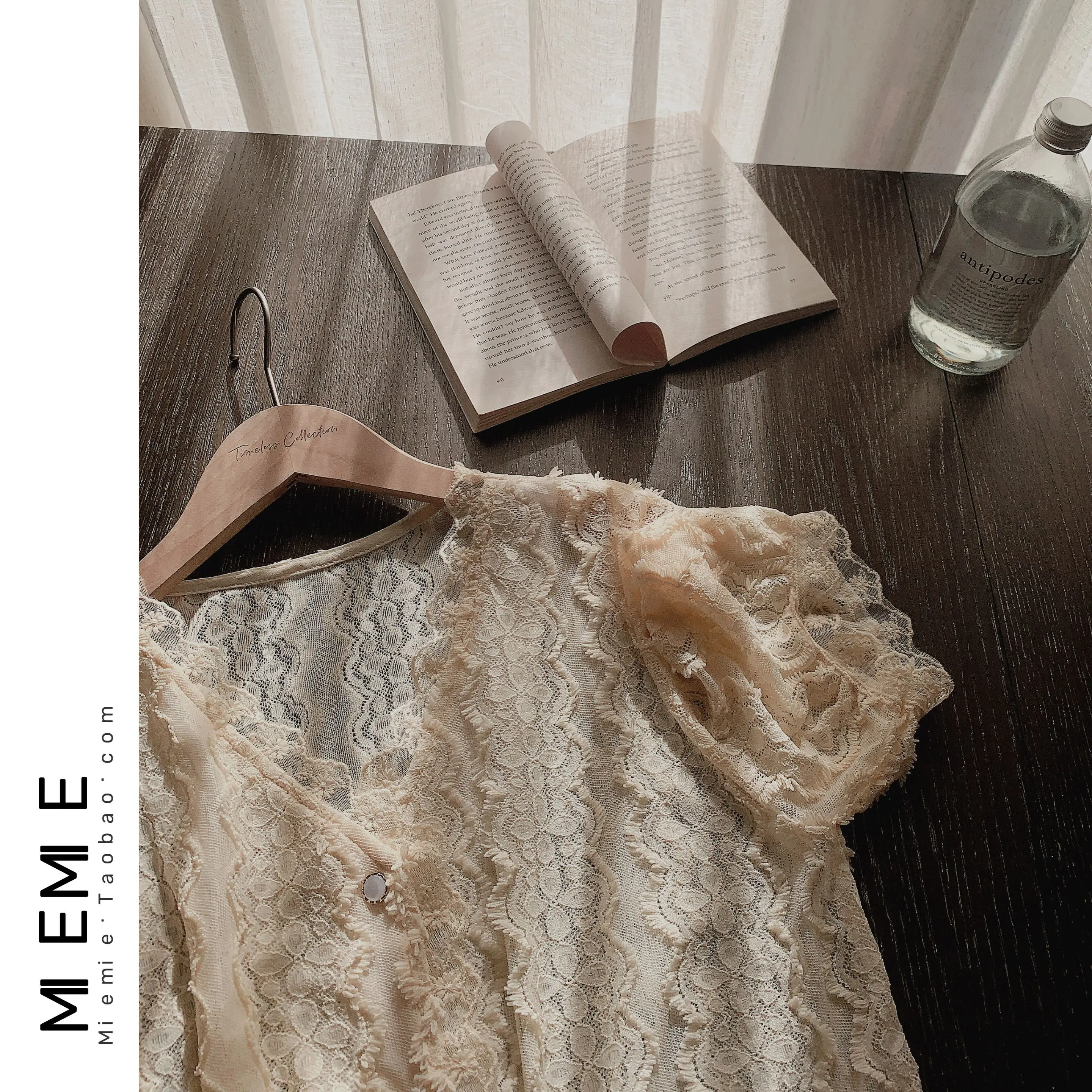 Retro Ele V-Ne Embroidered Floing Splice Pearl Button Bubble ort Sve Open Cardigan irt Casual Sle Skin-Frien...