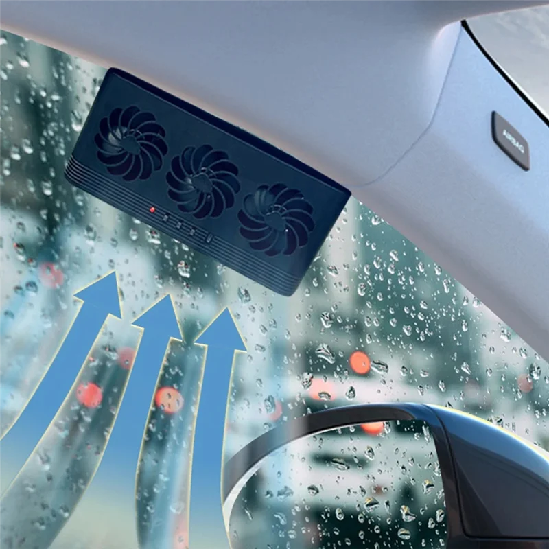 USB Powered Car Radiator Cooling Fan Solar Powered Auto Ventilation Fan With 3 Air Outlets Car Window Air Vent Fan