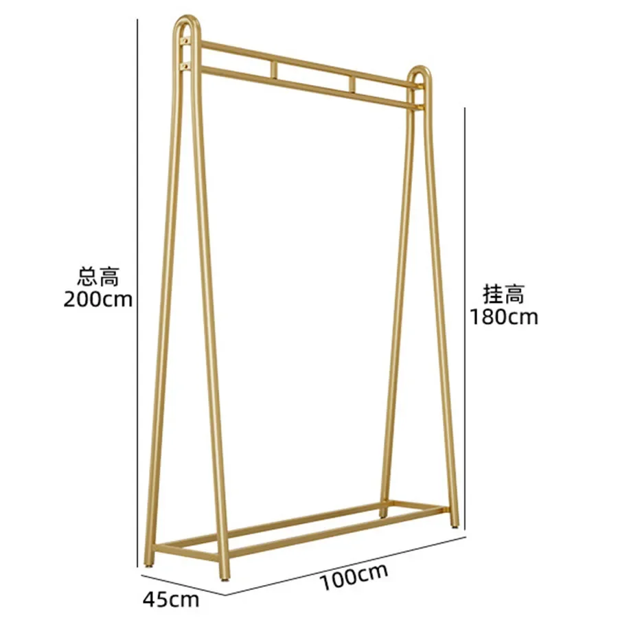 Wieszaki na ubrania małżeńskie Złote podwójne poziomy Duże, wysokie, pionowe, nowoczesne, długie, luksusowe wieszaki na ubrania Butikowe meble