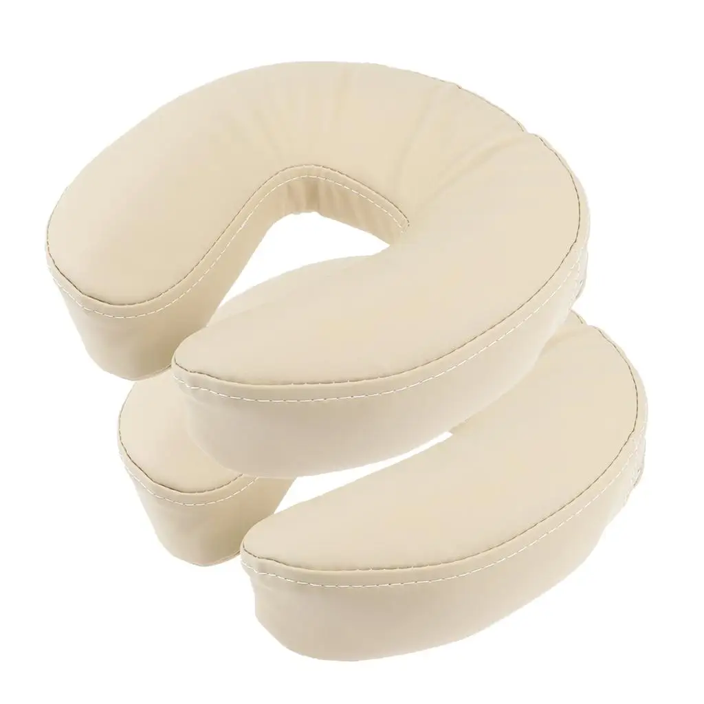 2Pcs Sponge Massage Table Cushion Neck Support Head Rest Pillow Beige