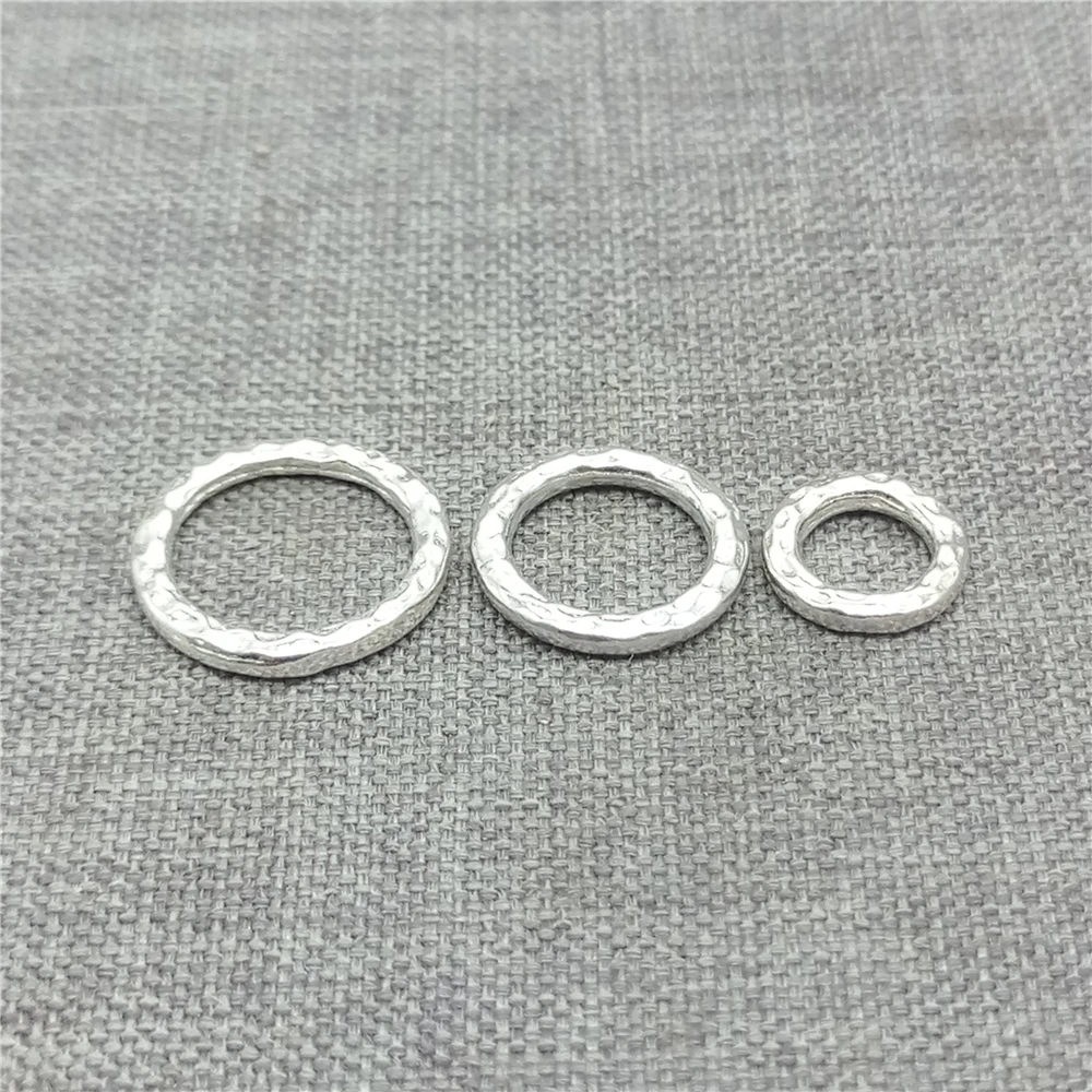 8pcs of 925 Sterling Silver Circle Jump Rings w/ Hammered Style for Necklace 8mm 11mm 13mm