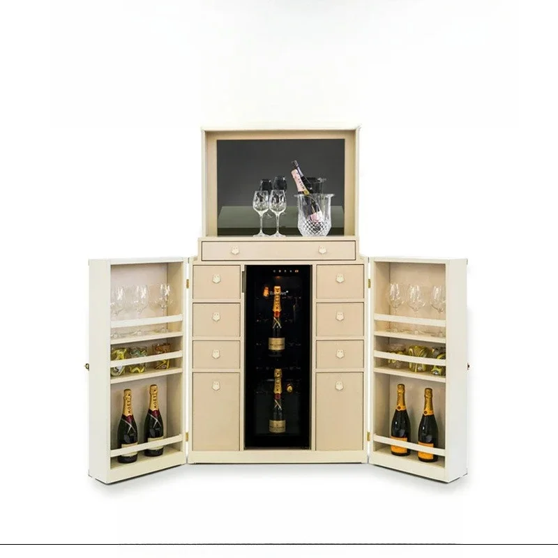 Light luxury solid wood wine cabinet, private villa bar, high-end storage, storage wine cabinet