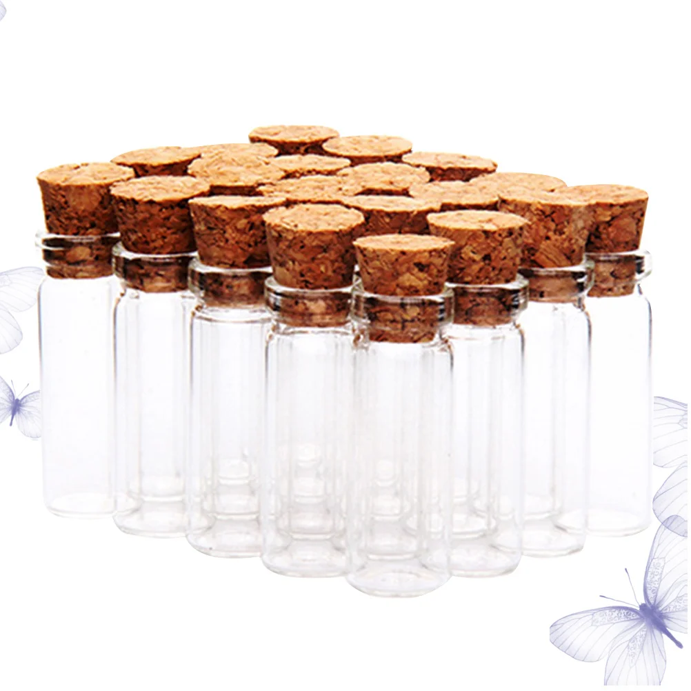 

24Pcs Glass Bottles Mini Cork Transparent Drift Bottles for DIY Gifts Message Potpourri Jewel Flower Tea Storage Jars