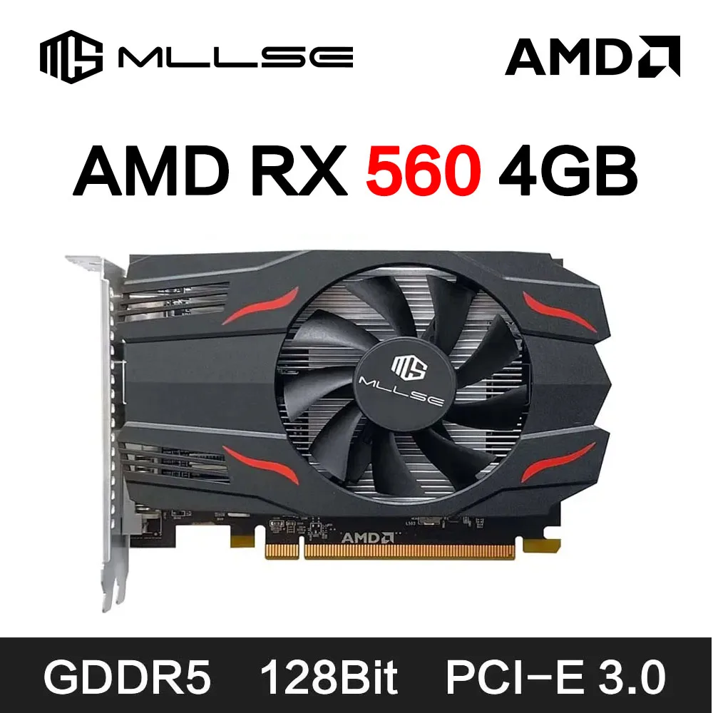 Top AMD Radeon RX 560 4GB Placa De Video Graphics Card GDDR5 128bit PCI-E X16 HDMI DP DVI rx 560 4gb Desktop Gaming Video Card