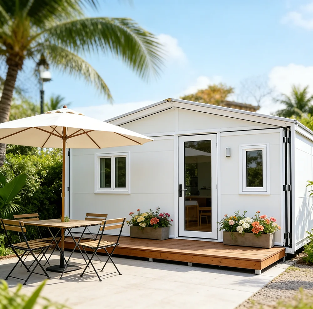 Portable Living Space with Weatherproof Steel Structure and Quick Lock Connection System