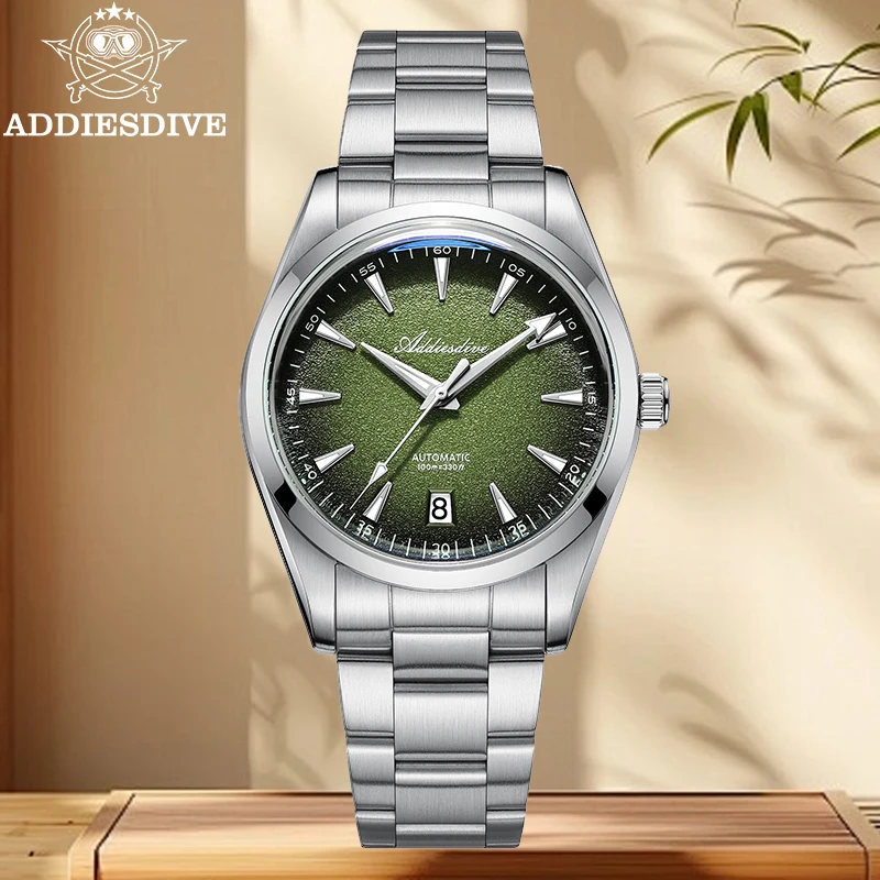 ADDIESDIVE новые мужские часы 39 мм автоматические NH35 механические часы для дайвинга 100 м водонепроницаемые куполообразные стеклянные светящиеся нержавеющие сталь 316L