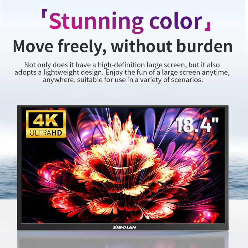 شاشة ألعاب محمولة 4.4 بوصة 4K UHD HDR FreeSync IPS HDR شاشة كمبيوتر مكبرات صوت مزدوجة مدمجة
