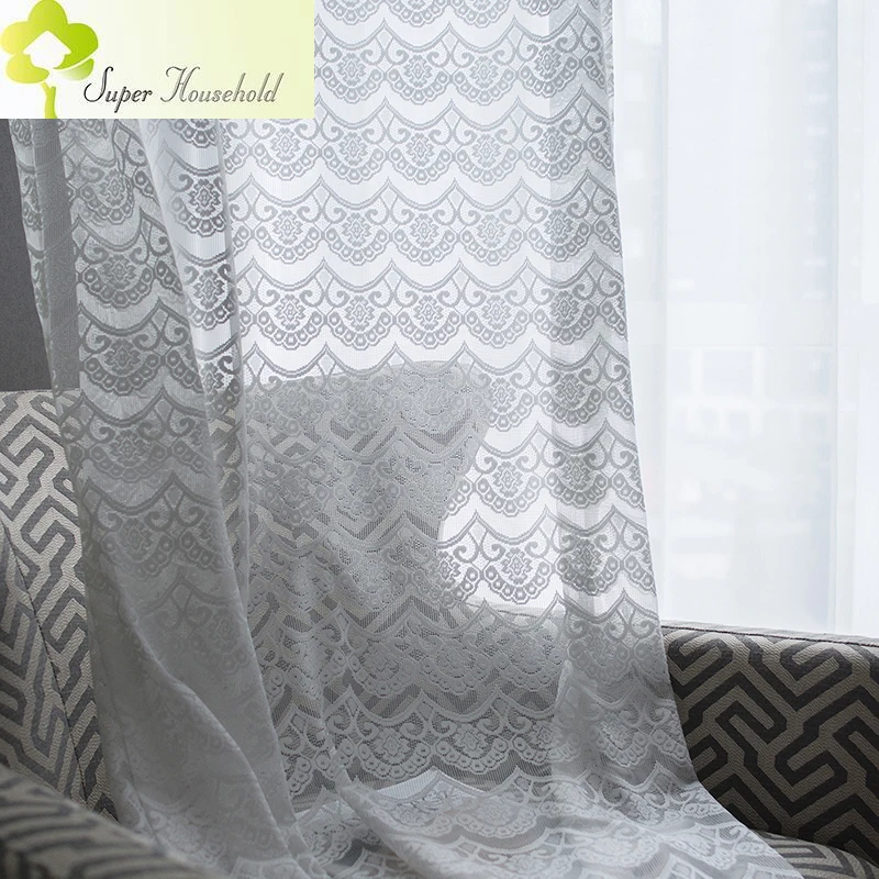 

American style Wave Mesh sheer Curtains for bedroom White Lace Tulle Window Curtains For Living Room Soft Yarn Kitchen Fabrics