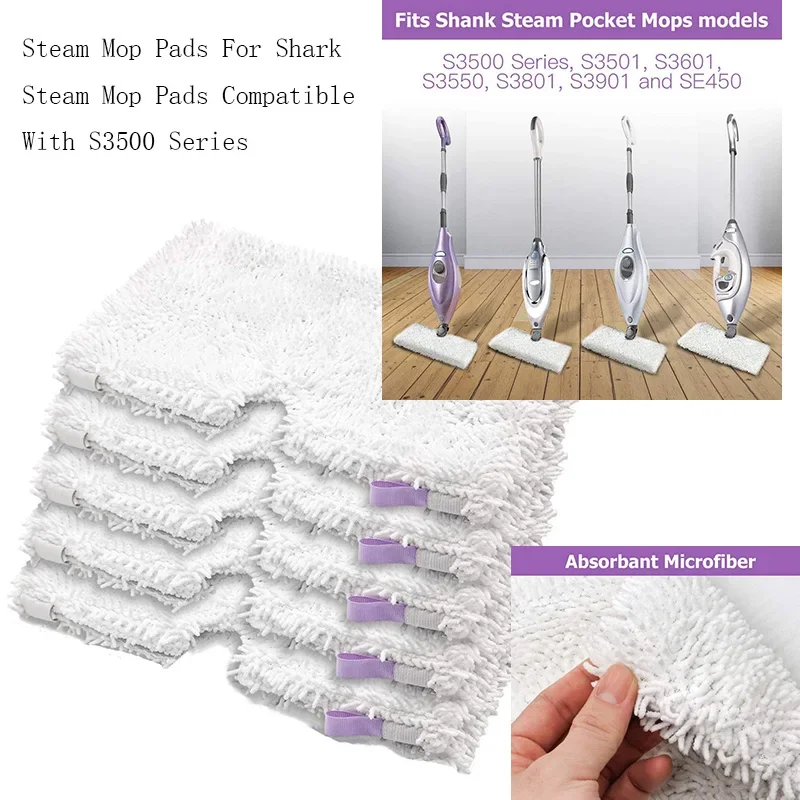 5 PCS Replacement Steam Mop Pads for Shark Steam Mop Compatible with S3500 Series S3550 S3901 S3601 S3501