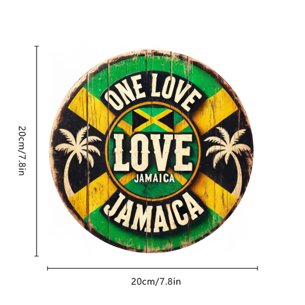 1pc Vintage Jamaica Love Wooden Sign - Rustic Green & Yellow 