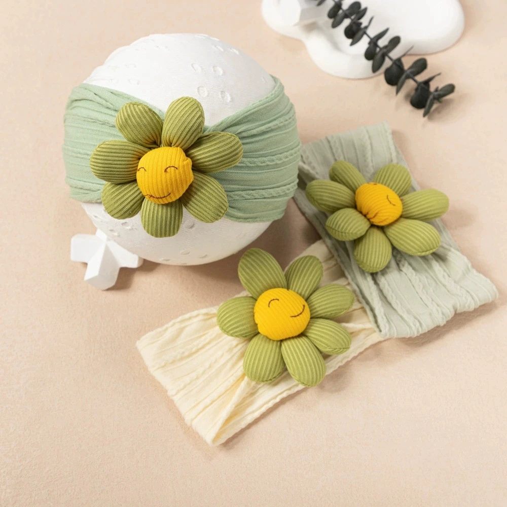 

Baby Sunflower Headband Cable Knit Turban for Girl Hairbands Newborn Nylon Headbands Children Hair Accessories children Headwrap