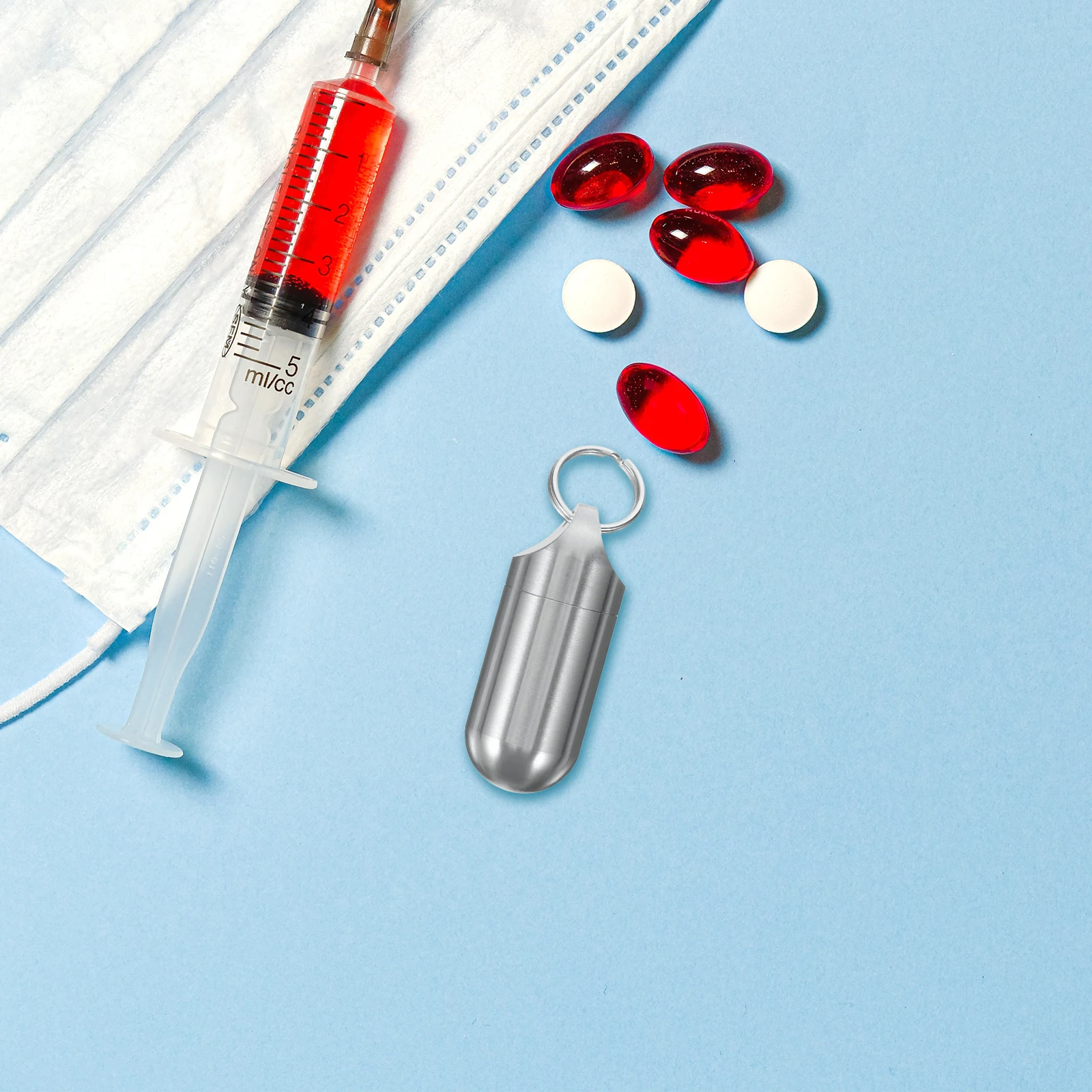 Edelstahl-Pillenflasche, großes Fassungsvermögen, wasserdichtes Gehäuse für Outdoor-Sportarten, Medikamentenbehälter, Reisen, kleiner Pillenhalter, winzig