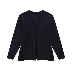 Traf-Saveter-Strickjacke für Frauen mit Fronthaken, V-Ausschnitt mit V-Ausschnitt, lange Ärmel, Seitenstadtscheide, weibliche Wagen, schicke Tops, Mode Hauptmindestverkaufsminibluse mit langem Schlaf - №6