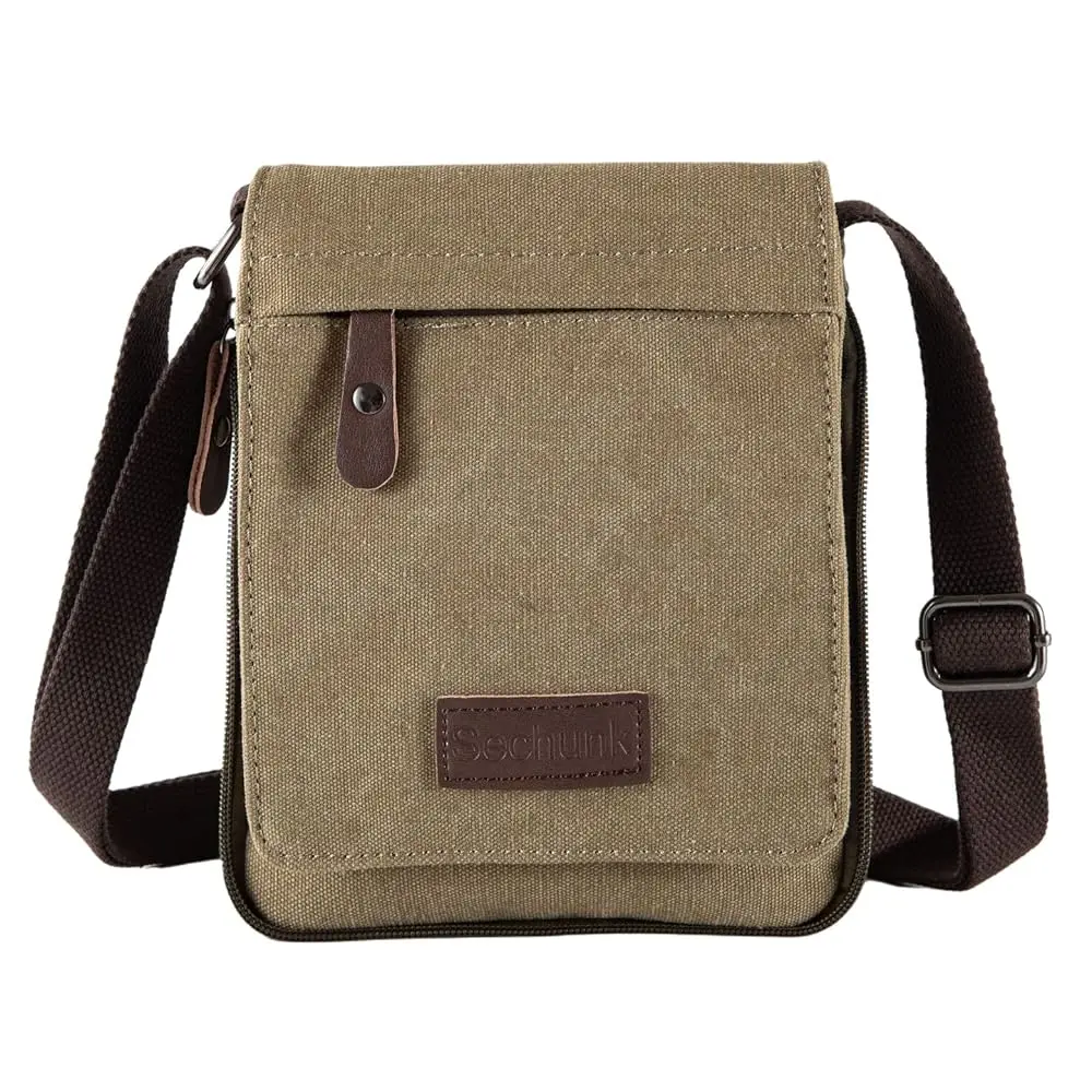 

Винтажная холщовая сумка-мессенджер через плечо