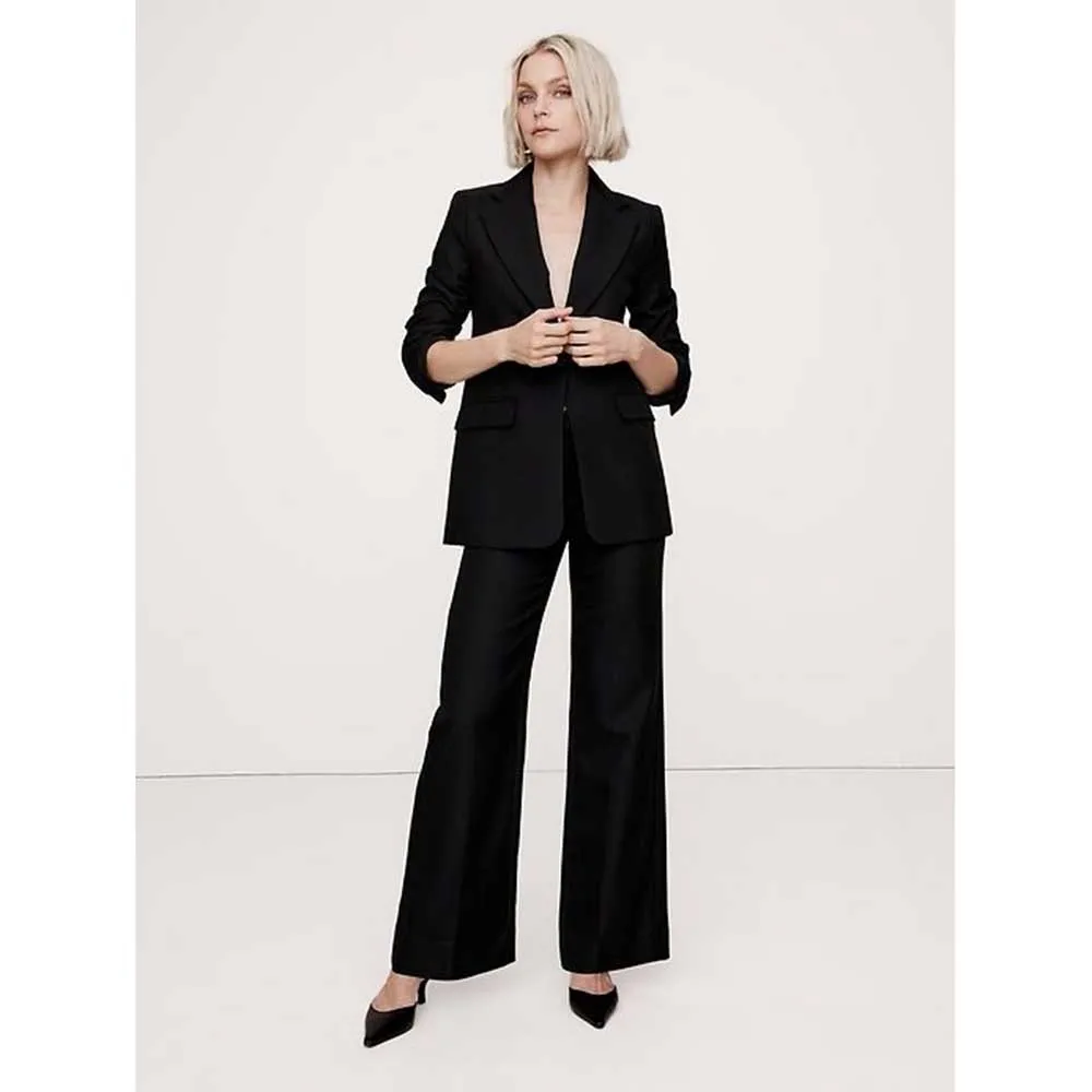 

Luxury Classic Black Suits for Women Notch Lapel 2 Piece jacket Pants Female Clothing Slim Fit Formal Office Lady Blazers Sets