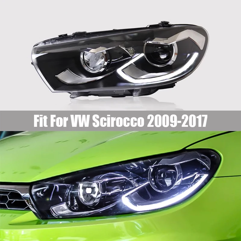 

Car LED Headlight Fit for VW SCIROCCO 2009 2010 - 2017 Headlights Plug and Play with LED DRL Dynamic Turning Front Head Lights