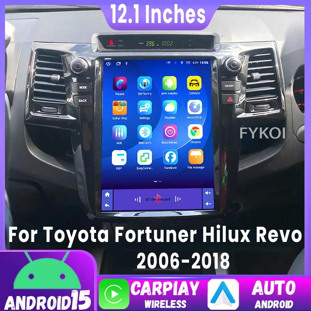 

12.1 Inch Android 15 For Toyota Fortuner Hilux Revo 2006-2018 Carplay Radio Auto Bluetooth 2Din Multimedia Player GPS 4G BT Wifi