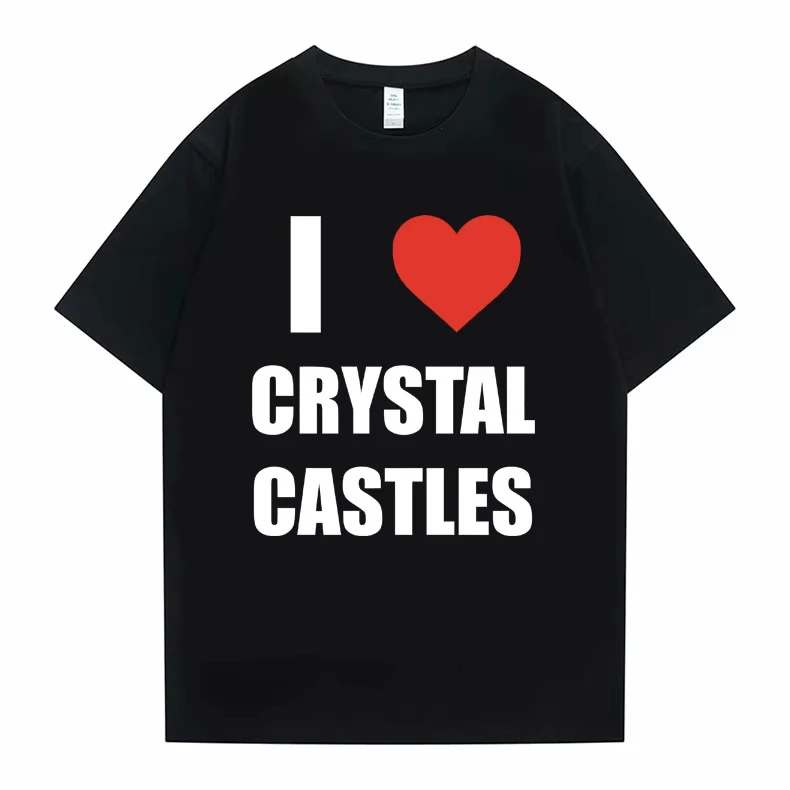 I Love Crystal Castles Graphic T Shirts  Women Gothic Rock Hip Hop Oversized T-shirts Male Casual Vintage Short Sleeve Tshirt
