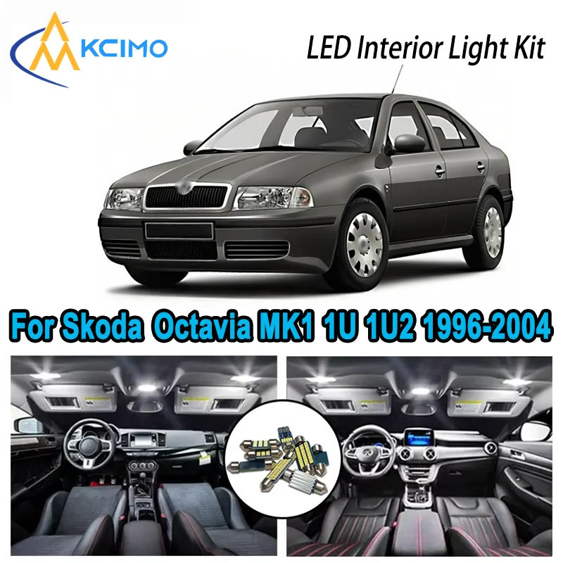 

Premium Bright LED Interior Light Kit for Skoda Octavia MK1 1U 1U2 1U5 1996-2004 Dome Map Trunk Car Lamps with Canbus No Erro