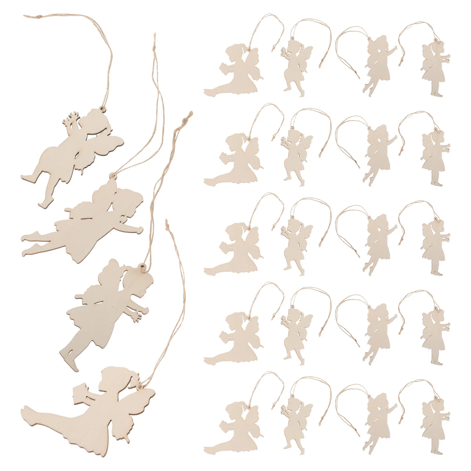 

24Sets Natural Wood Fairy Cutouts Unfinished Baby Fairy DIY Craft Painting Ornaments Kids Home Holiday Party Decoration