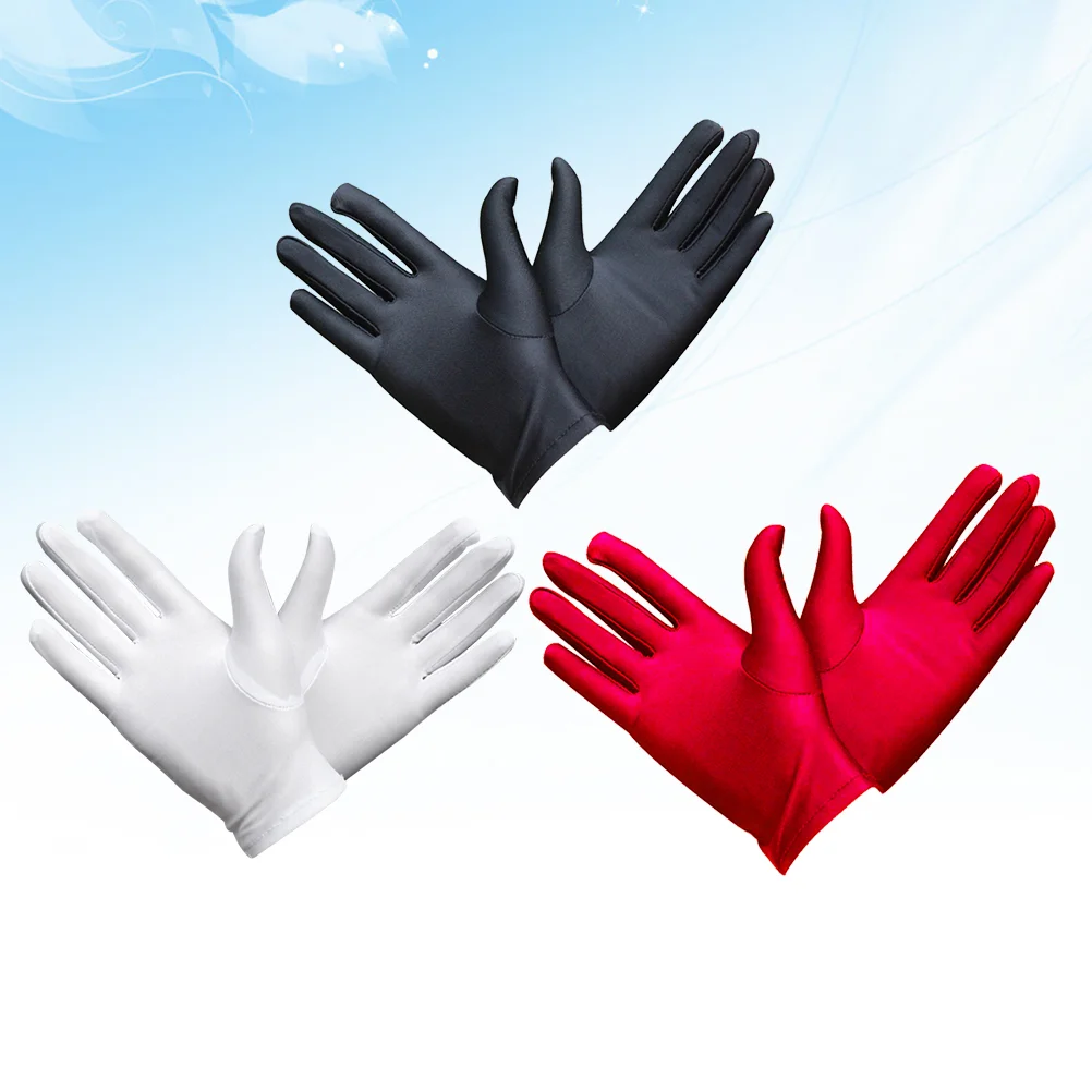 3 Pairs Elastic Etiquette Gloves for Jewelry Inspection Mens Stretchy Sun Protection