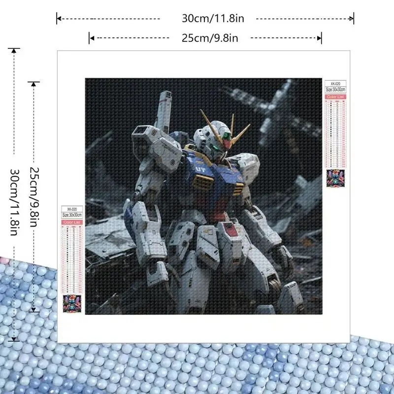 1 Set Kit di pittura diamante 5D fai da te, trapano completo Gundam Robot Mecha Anime Diamond Art Craft per adulti Bambini, macchina da guerra di fantascienza Wal