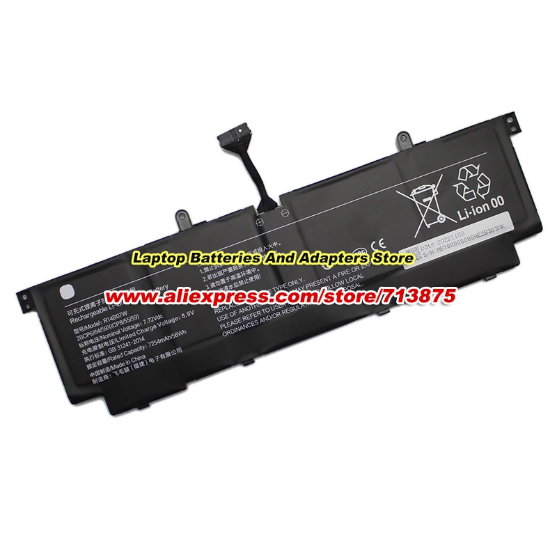 جديد R14B07W بطارية ل Xiaomi Book Pro 14 2022 MIA2210-AD MIA2207-AI MIA2207-BI بطارية ليثيوم بوليمر 7.72 فولت 7254 مللي أمبير 56Wh #3