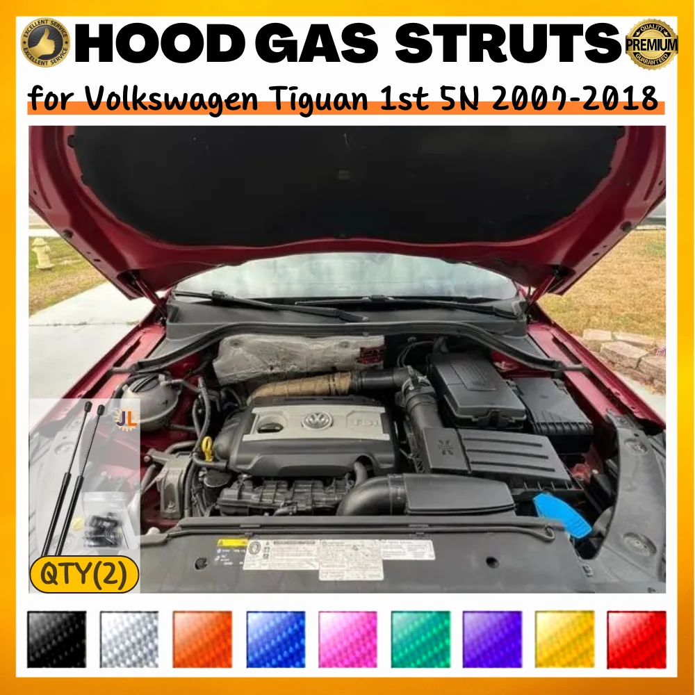 

Qty(2) Hood Struts for Volkswagen Tiguan 1st 5N 2007-2018 Front Bonnet Modify Gas Springs Shock Absorber Lift Supports Dampers