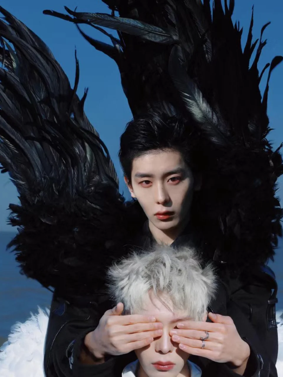 

Fairy Crossdressing Dark Night Black Large Feather Wings Photo Runway Performance Props