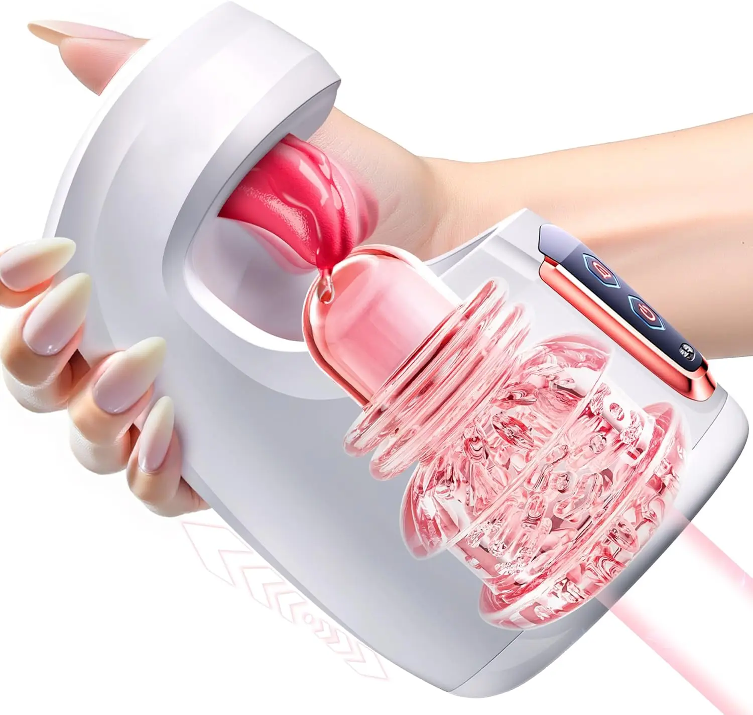 Tongue Licking Male Masturbator 10 Thrusting Blowjob Sex Machine Stroker for Glan Training Stimulation Sex Toys for Men Pleasure