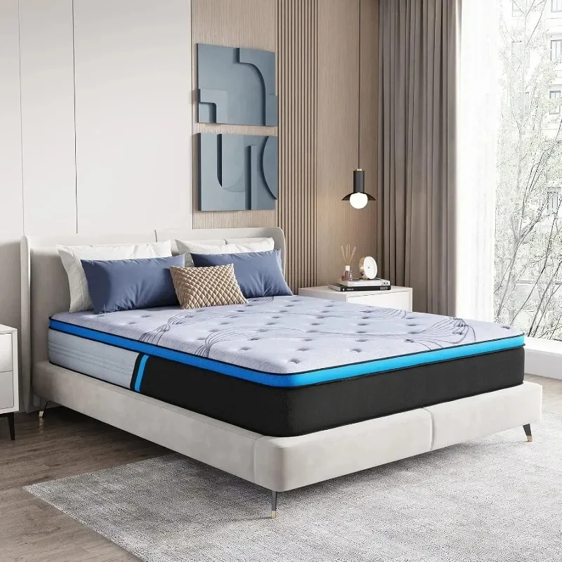 Mattress in a Box, Medium Firm, Pocket Innerspring for Motion Isolation, Comfort Foam for Odor Reducing