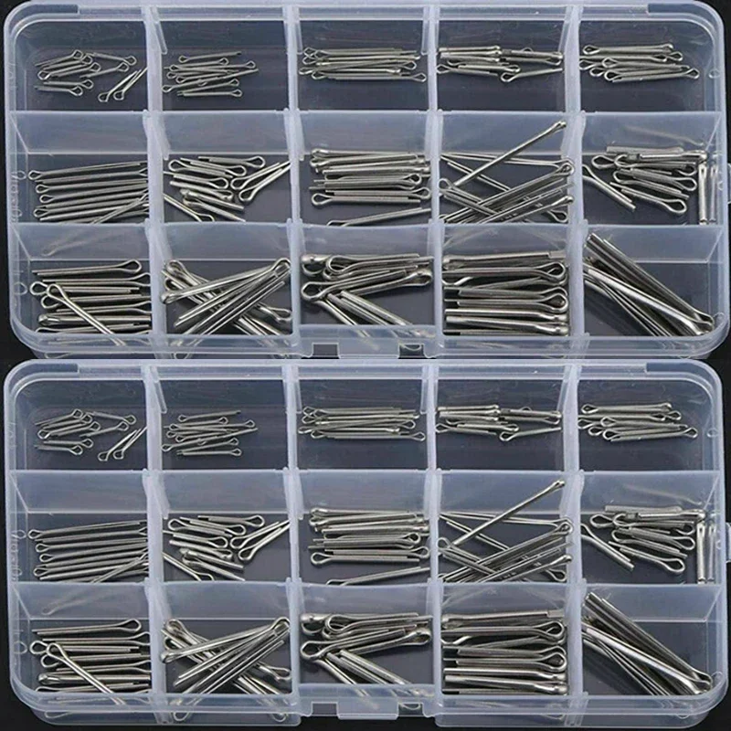 

150Pcs Sliver Split Pins Cotter Fixings Assorted Sizes Zinc Plated Steel Hard Case Link Split Cotter Pin M1 M1.5 M2 M2.5 M3