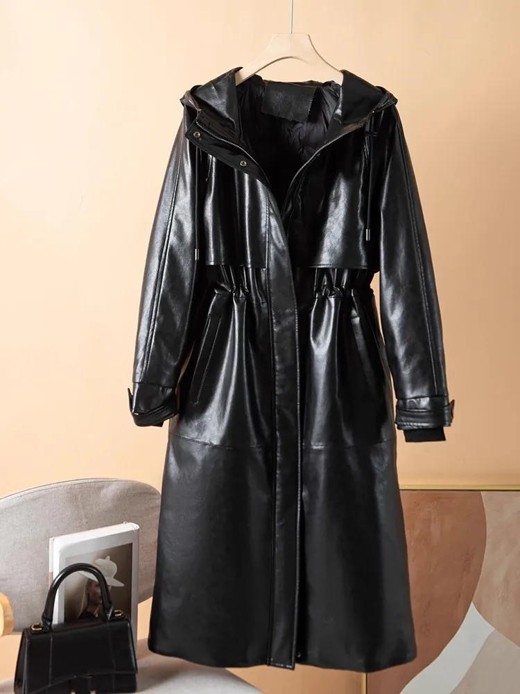 Outono inverno feminino para baixo casaco grosso quente com capuz puffer jaqueta zíperes escritório senhoras moda elegante meados de comprimento festa outerwear