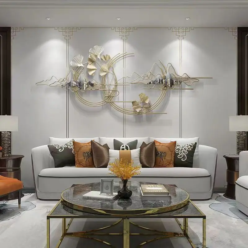 

150x59cm dropshipping products 2024 3d Metal Handicraft decoration living room wall creative iron light luxury wall art hanging