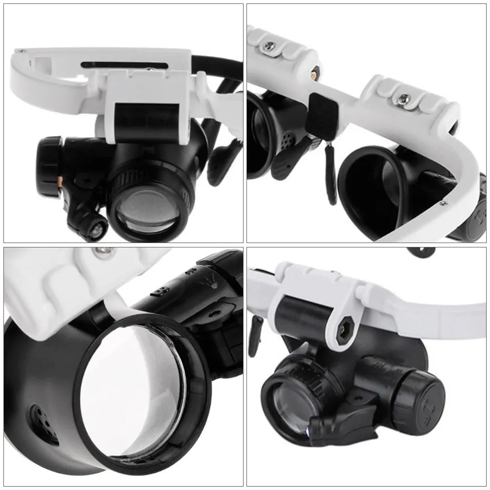 

1Pcs 8X 15X 23X Head-Mounted Binocular Magnifier with LED Light for Precise Repair Reading Maps Books Examination Compact ABS