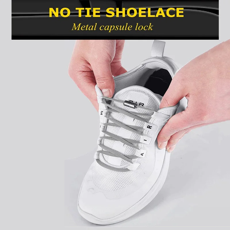 

Aluminum Capsule Lock Shoelaces Without Ties Elastic Laces Sneaker for Men Women Sport Shoes Quick Semicircle Shoelace Lazy Lace
