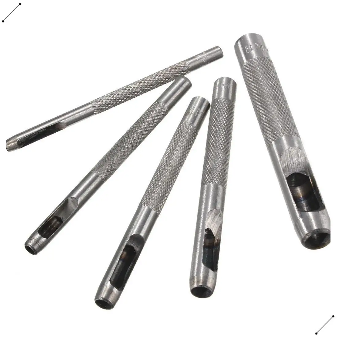 5Pcs Hole Leather Belt Cutter Craft Hollow Punch DIY Tool 3Mm-8Mm Set Puncher